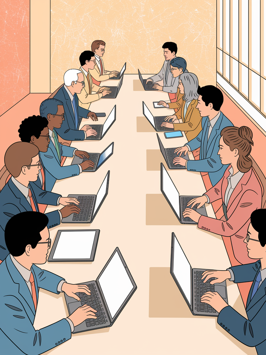AI活用に悩む会議の様子